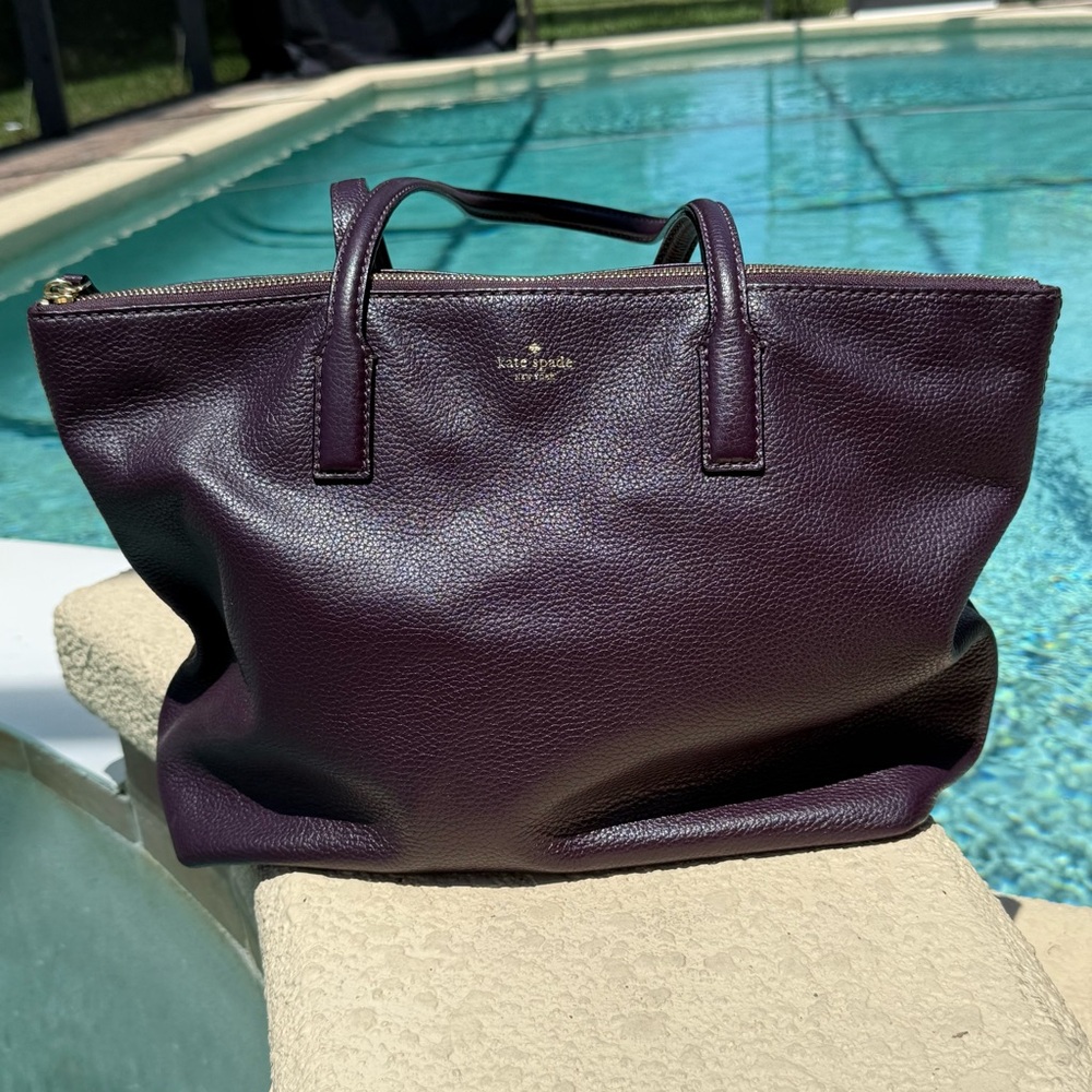 Kate Spade deep purple Leather Tote Bag